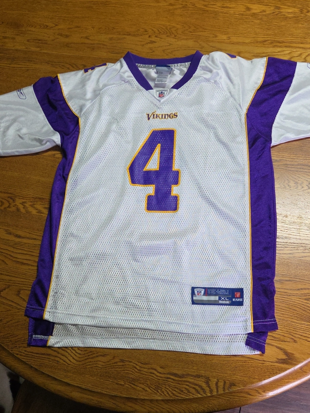 Reebok White and Purple Kids's NFL #4 Football Jersey